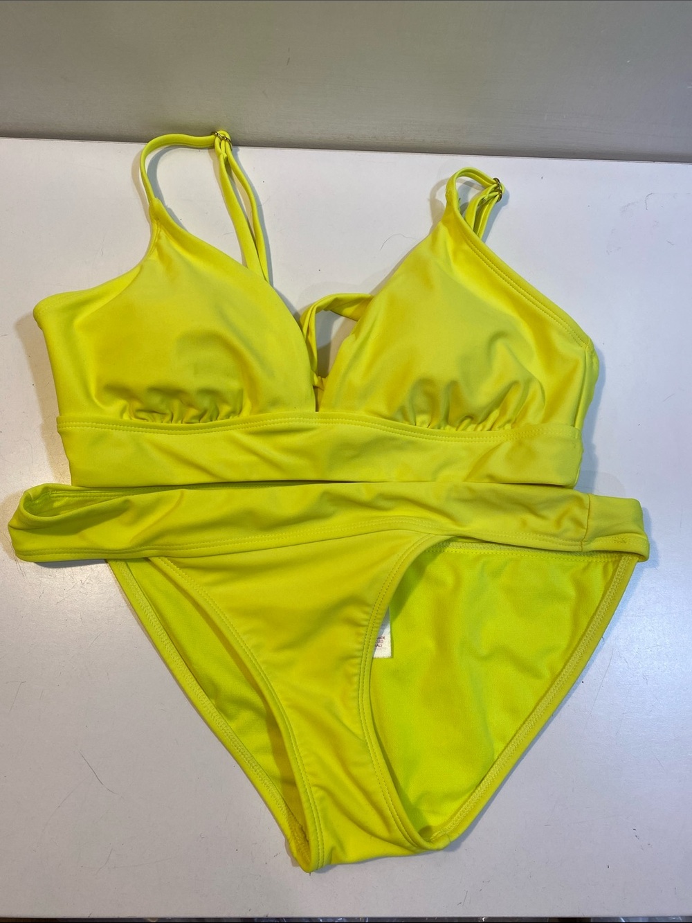 No Boundaries Neon Yellow Girls' One-Piece Swimsuit Sz L 11-13